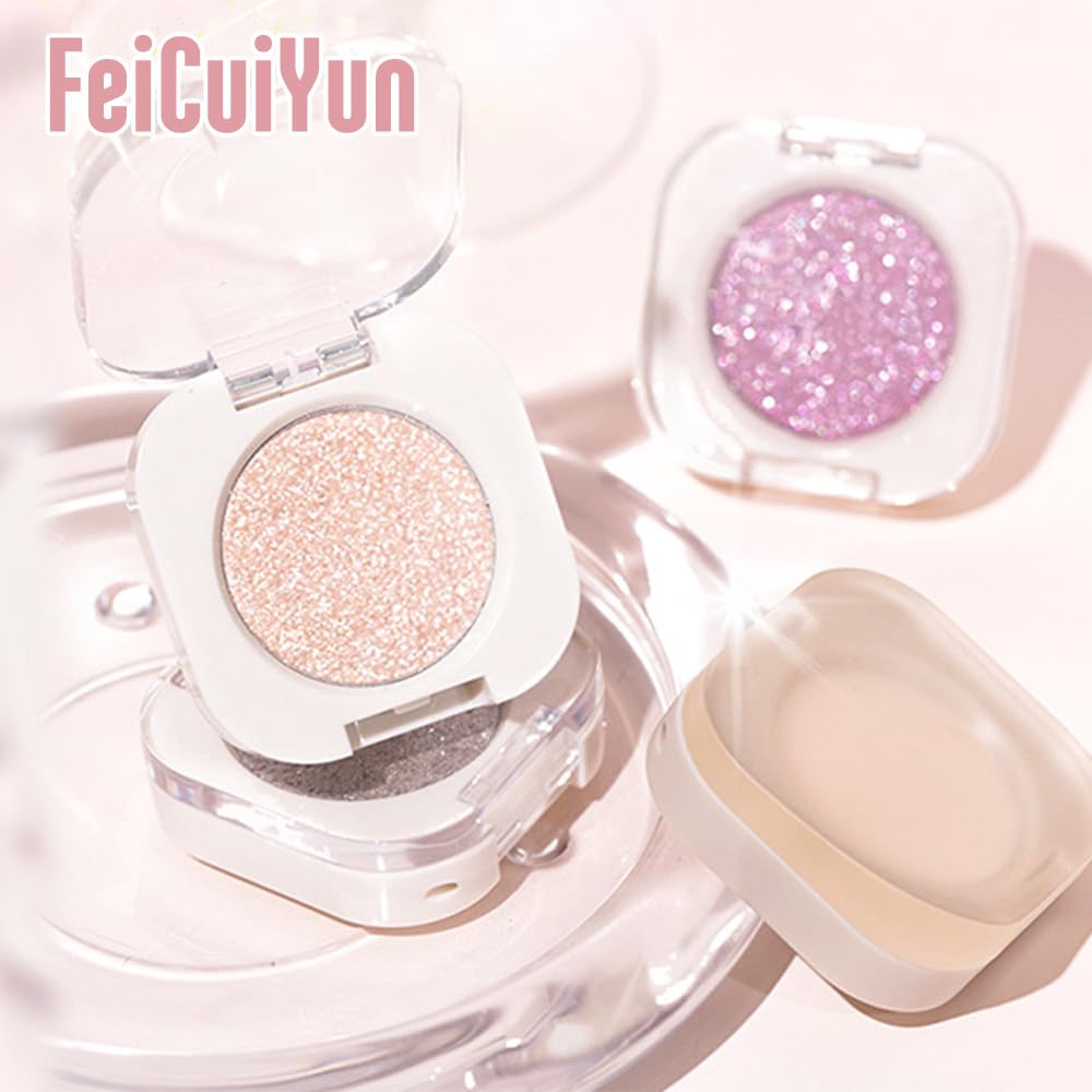 FeiCuiYun Glitter Shimmer Sparkle Eye Shadow Palette Makeup for Older Women, Pearl White Silver Glitter Shimmer Metallic Holographic Iridescent Cream Iridescent Single Monochrome Eyeshadow Makeup, 11 - dailyvitalstore