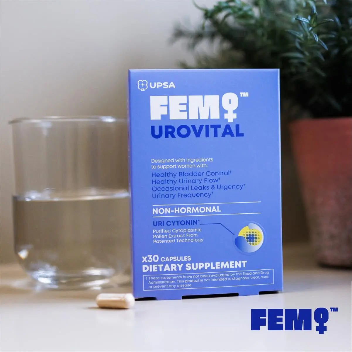 FEM Urovital Bladder Control Supplements - Overactive Bladder, Leakage & Urgency Relief - Non-Hormonal Urinary Tract Health Support for Women - 30 Capsules - dailyvitalstore