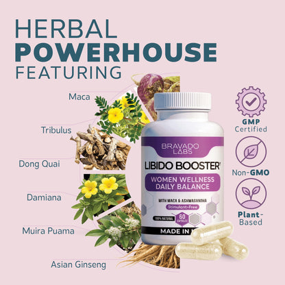 Female Libido Booster for Women – Advanced Women’s Intimacy & Confidence Support – Plant-Based Herbal Blend with Maca, Ginseng & L-Arginine – Made in USA – 60 Capsules - dailyvitalstore