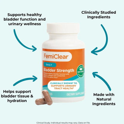 FemiClear Bladder Strength Supplement | Bladder Control & Wellness | 60 Capsules, 30 Day Supply | Made with Natural Ingredients | for Women & Men - dailyvitalstore