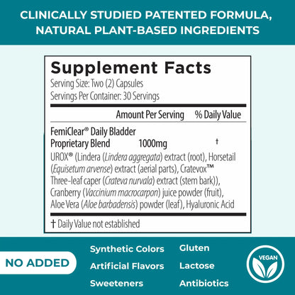 FemiClear Bladder Strength Supplement | Bladder Control & Wellness | 60 Capsules, 30 Day Supply | Made with Natural Ingredients | for Women & Men - dailyvitalstore