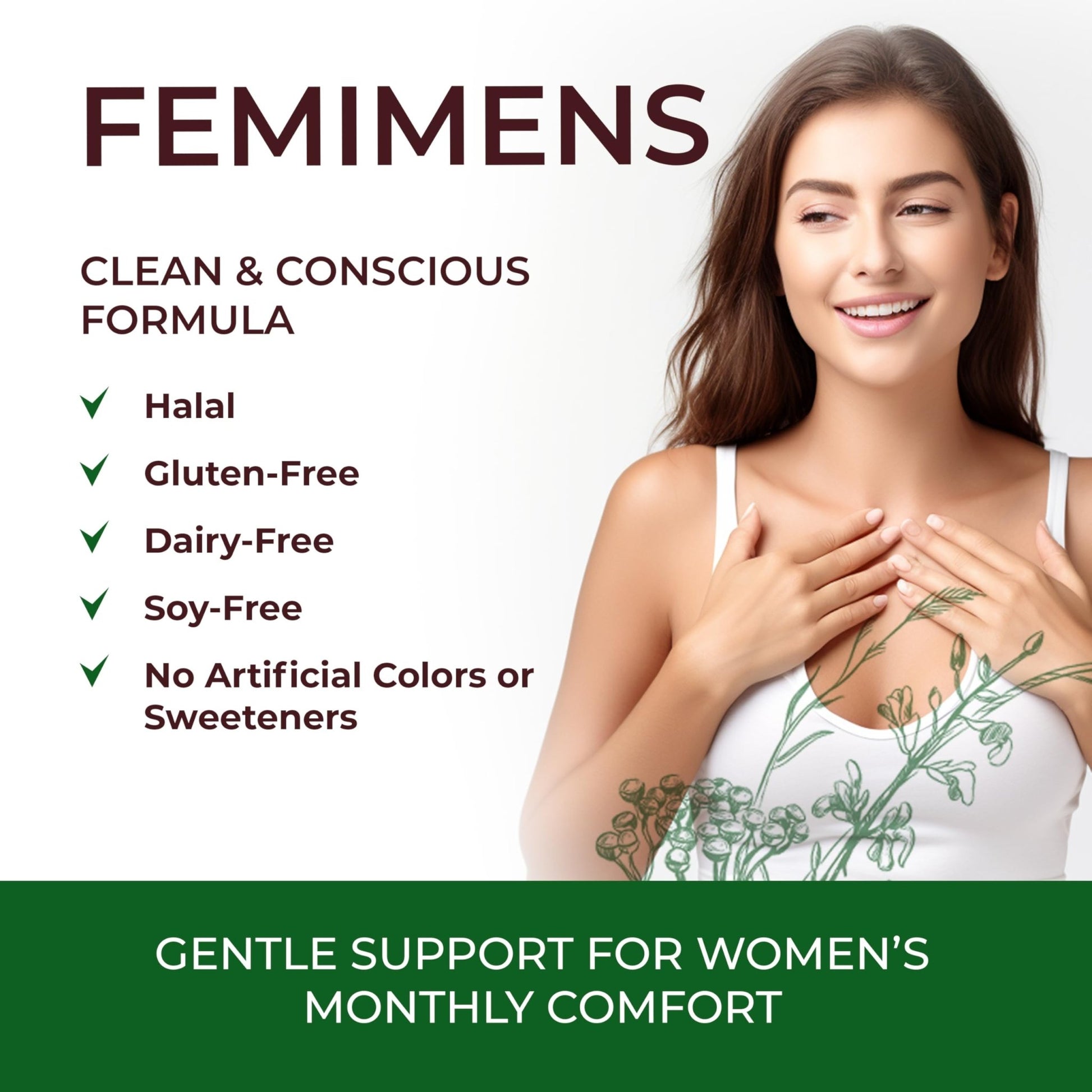 FEMIMENS – PMS Support Supplement for Women – PMS Relief for Women & Menstrual Cramp Relief – Hormonal Balance for Women – Chasteberry Vitex, Ashwagandha, Ginger, Fenugreek – 120 Vegan Capsules - dailyvitalstore