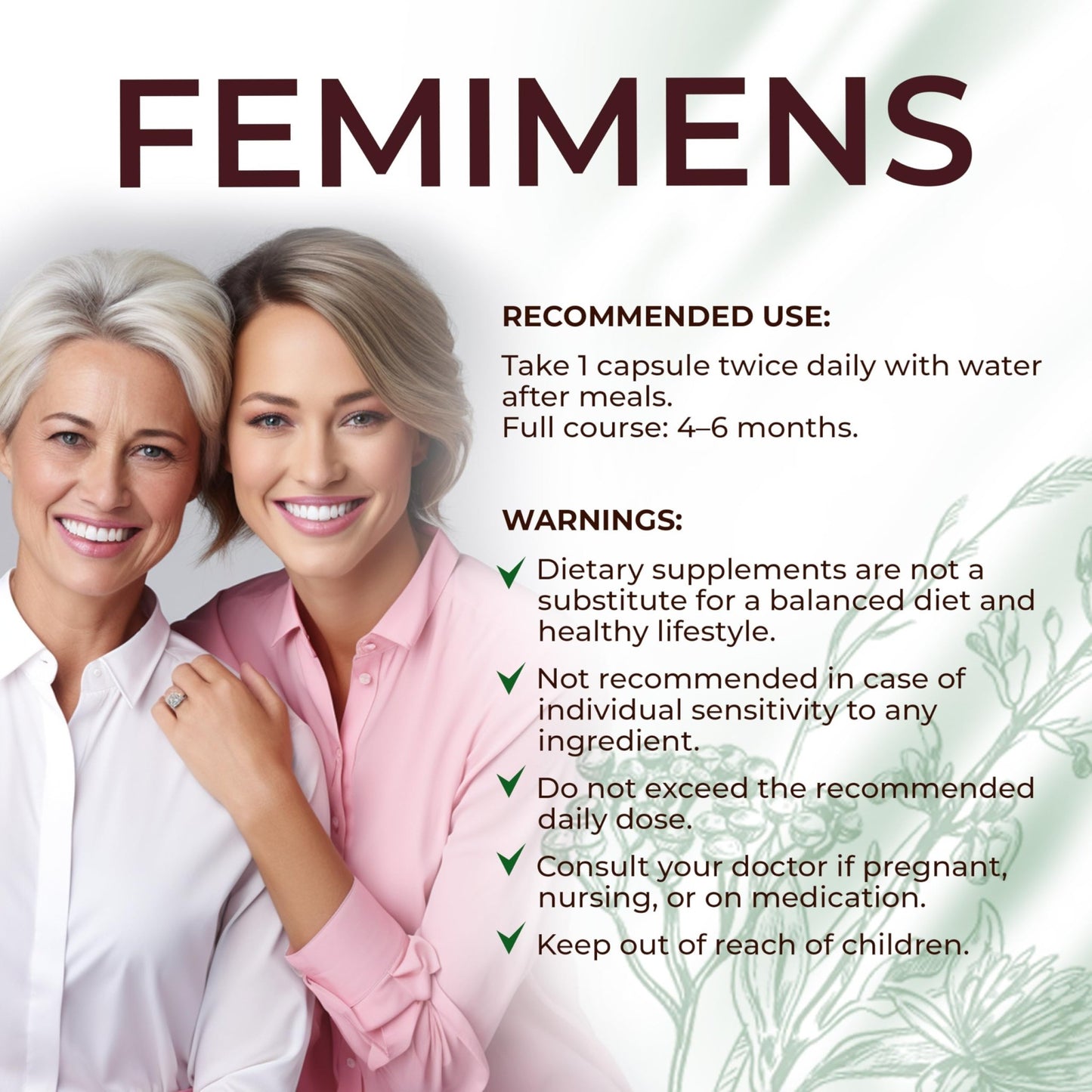 FEMIMENS – PMS Support Supplement for Women – PMS Relief for Women & Menstrual Cramp Relief – Hormonal Balance for Women – Chasteberry Vitex, Ashwagandha, Ginger, Fenugreek – 120 Vegan Capsules - dailyvitalstore