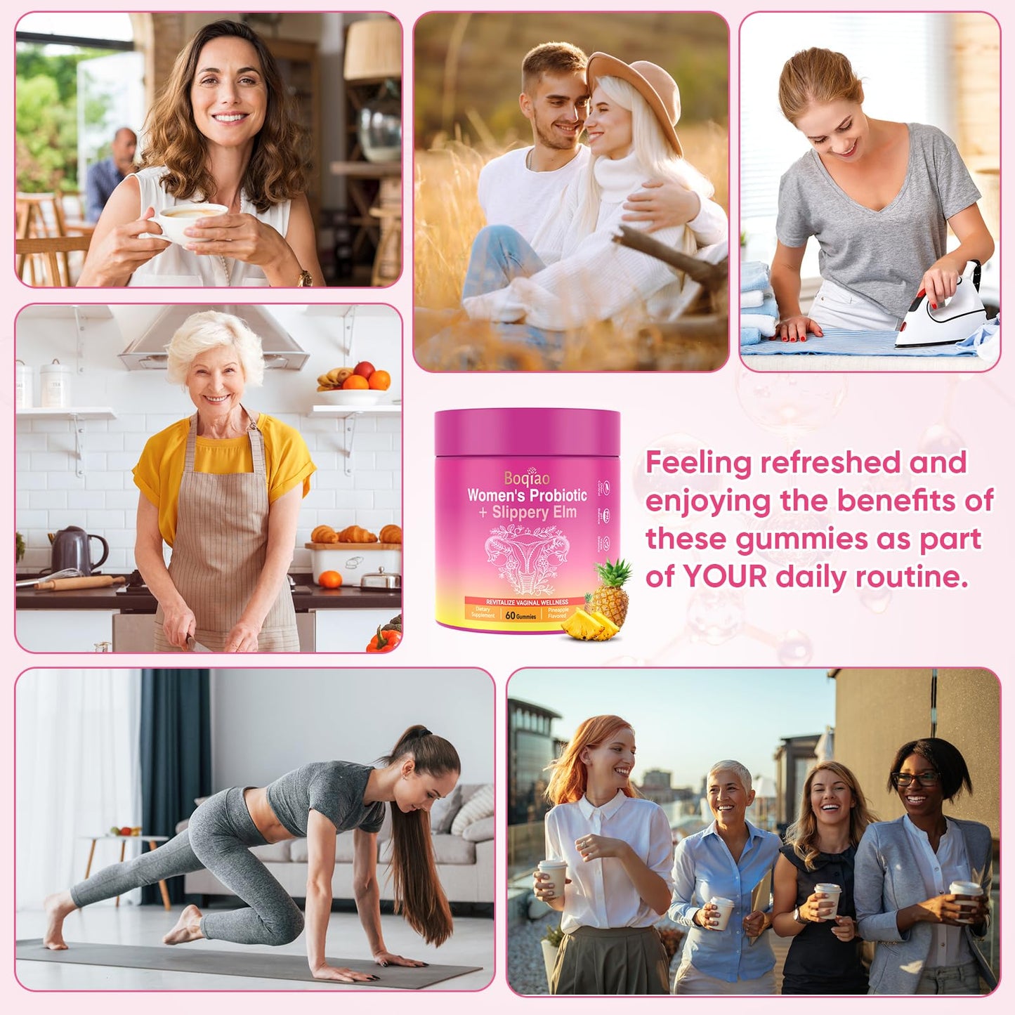 Feminine Probiotics Gummies with Slippery Elm - 60 Pineapple Gummies for Women ph Balance, Vaginal Probiotics Supports Flora, Gut Health & Immune System, Prebiotics & Lactobacillus Blend (Pineapple) - dailyvitalstore