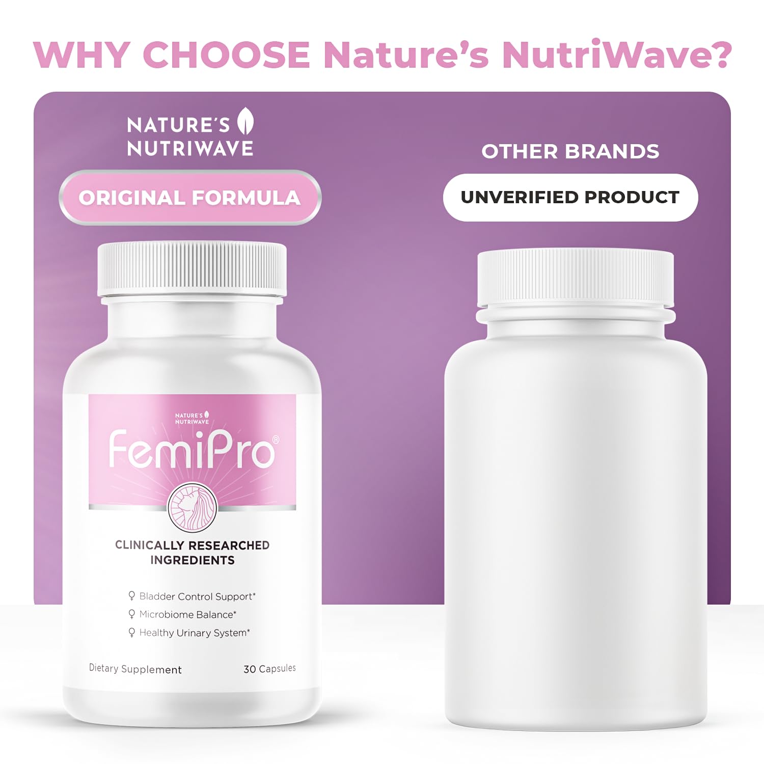 Femipro Bladder Control Supplements for Women & Men, Natural Herb & Probiotic Blend, Supports Urinary Tract Health & Microbiome Balance | Made in USA Non-GMO, 30 Capsules, 1 Month Supply - dailyvitalstore