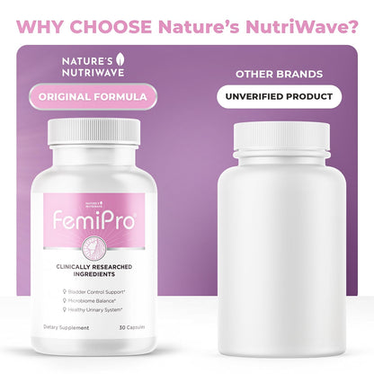 Femipro Bladder Control Supplements for Women & Men, Natural Herb & Probiotic Blend, Supports Urinary Tract Health & Microbiome Balance | Made in USA Non-GMO, 30 Capsules, 1 Month Supply - dailyvitalstore