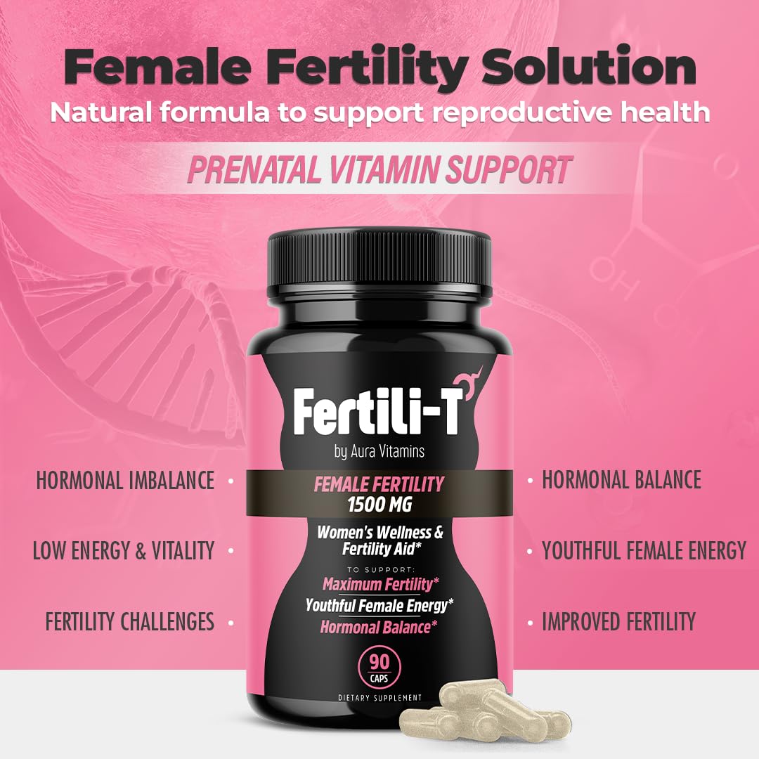 Fertili-t Female (90 Caps) Natural Fertility Support, Hormonal Balance & Prenatal Vitamins for Women, Conception Support, Natural Fertility Supplement with Aguaje & Red Maca (30-Day Supply) (1) - dailyvitalstore