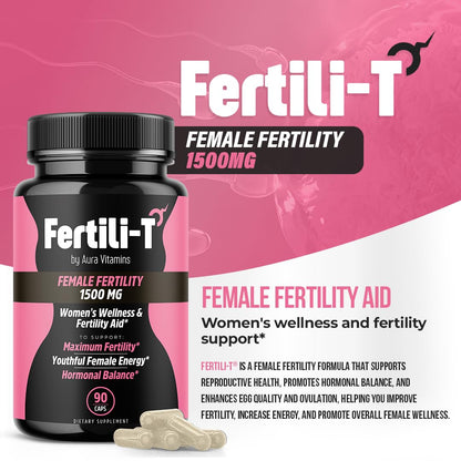 Fertili-t Female (90 Caps) Natural Fertility Support, Hormonal Balance & Prenatal Vitamins for Women, Conception Support, Natural Fertility Supplement with Aguaje & Red Maca (30-Day Supply) (1) - dailyvitalstore