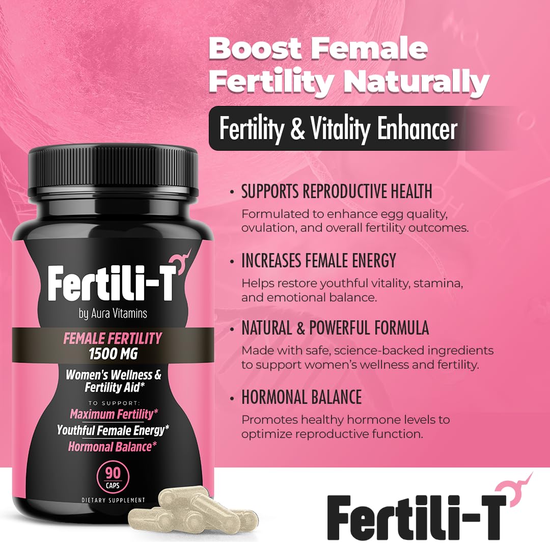 Fertili-t Female (90 Caps) Natural Fertility Support, Hormonal Balance & Prenatal Vitamins for Women, Conception Support, Natural Fertility Supplement with Aguaje & Red Maca (30-Day Supply) (1) - dailyvitalstore
