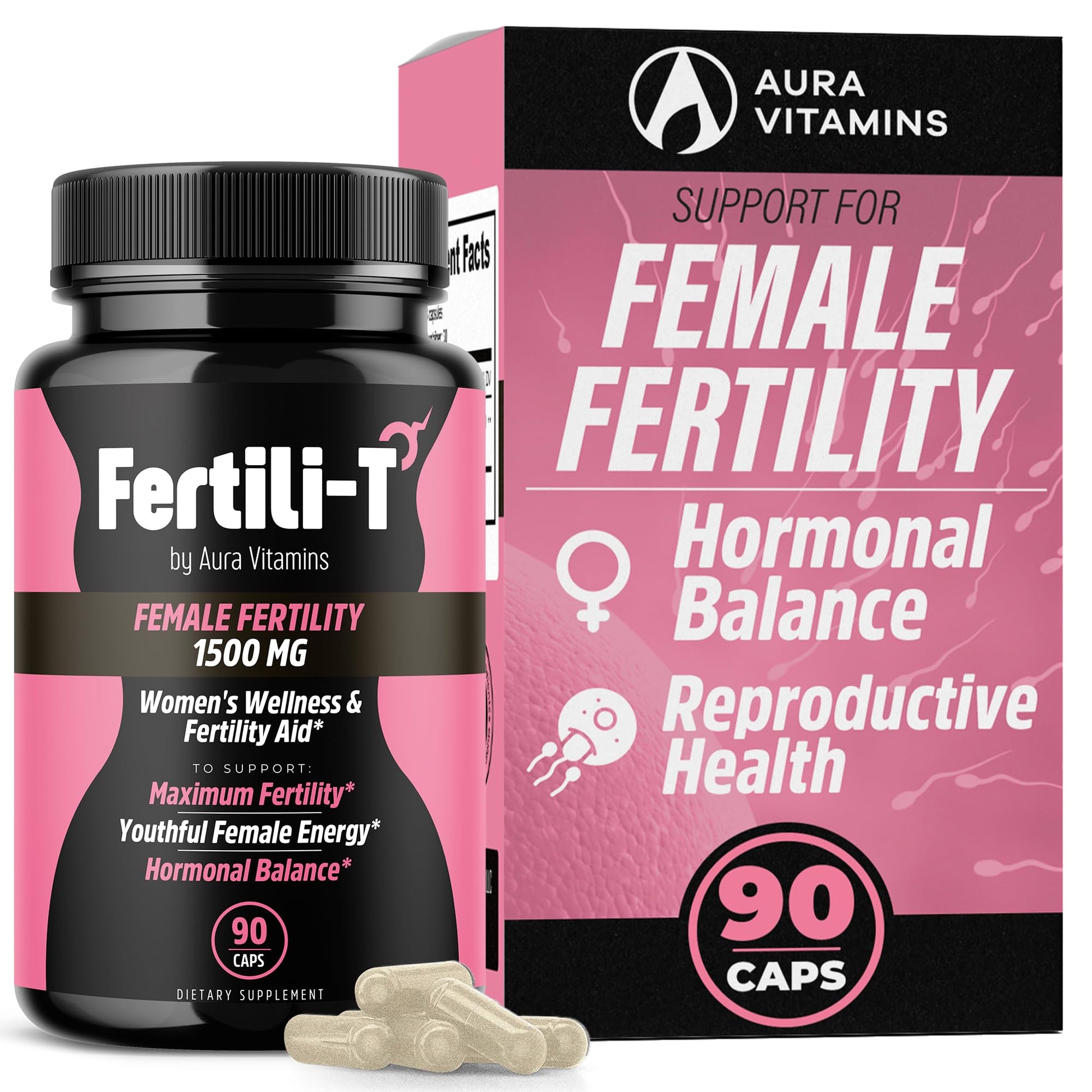Fertili-t Female (90 Caps) Natural Fertility Support, Hormonal Balance & Prenatal Vitamins for Women, Conception Support, Natural Fertility Supplement with Aguaje & Red Maca (30-Day Supply) (1) - dailyvitalstore