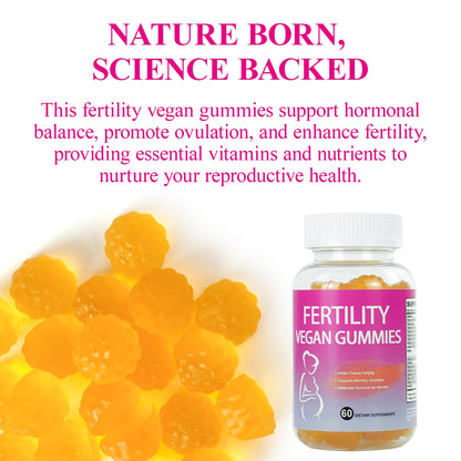 Fertility Gummies for Women to Get Pregnant Fast, Folic Acid Conception Gummies to Boost Fertility for Her, 60 Count Fertility Vitamin Gummy Support Hormone Balance, Ovulation & Period Cycle - dailyvitalstore