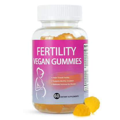 Fertility Gummies for Women to Get Pregnant Fast, Folic Acid Conception Gummies to Boost Fertility for Her, 60 Count Fertility Vitamin Gummy Support Hormone Balance, Ovulation & Period Cycle - dailyvitalstore