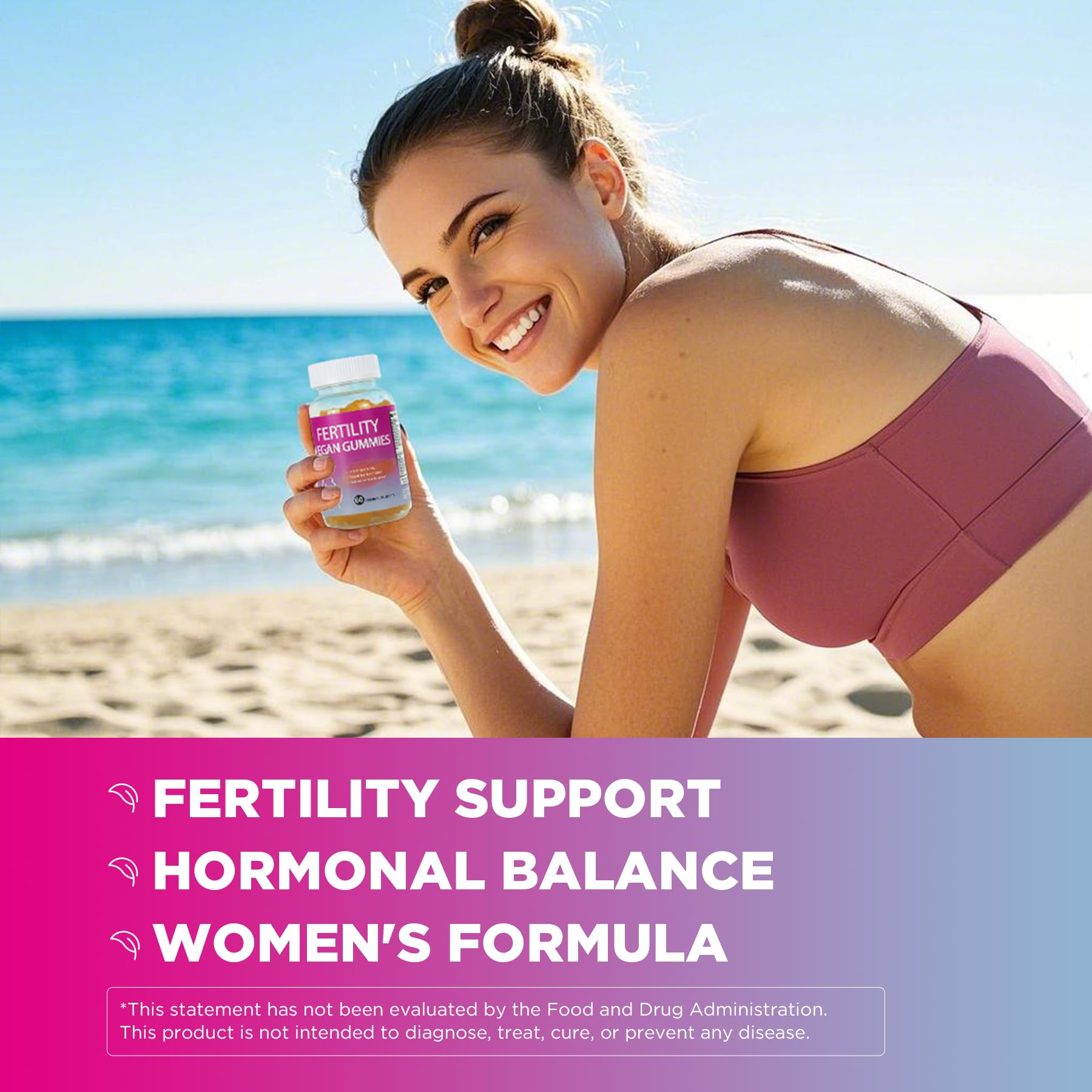 Fertility Gummies for Women to Get Pregnant Fast, Folic Acid Conception Gummies to Boost Fertility for Her, 60 Count Fertility Vitamin Gummy Support Hormone Balance, Ovulation & Period Cycle - dailyvitalstore