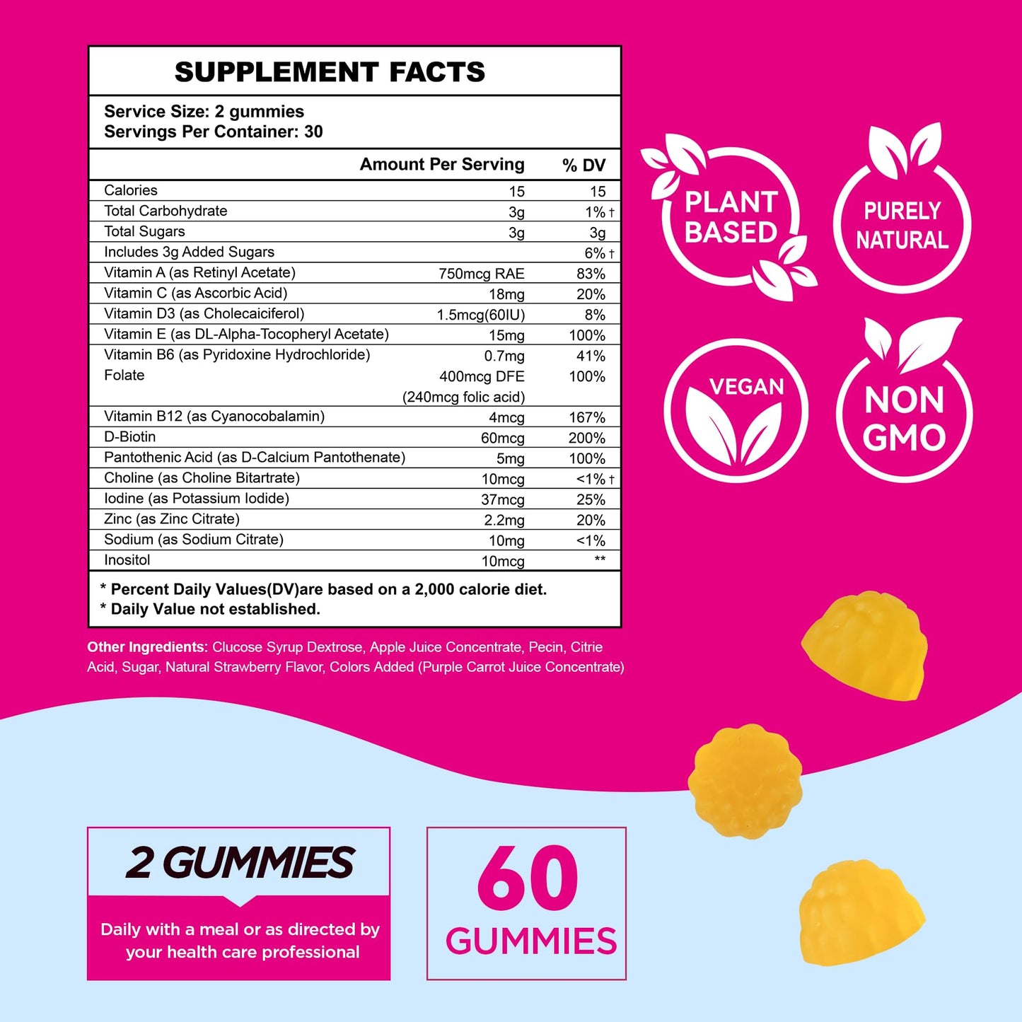 Fertility Gummies for Women to Get Pregnant Fast, Folic Acid Conception Gummies to Boost Fertility for Her, 60 Count Fertility Vitamin Gummy Support Hormone Balance, Ovulation & Period Cycle - dailyvitalstore