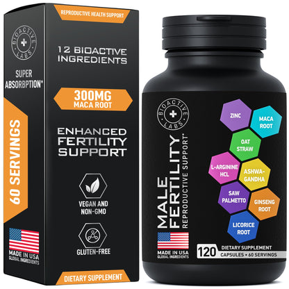 Fertility Supplements for Men - Zinc, Maca, Ashwagandha, L-Arginine - Male Vitality Conception for Him - Count and Motility Pregnancy Aid - Vitamins and Male Fertility Support Supplement - 120 Pills - dailyvitalstore