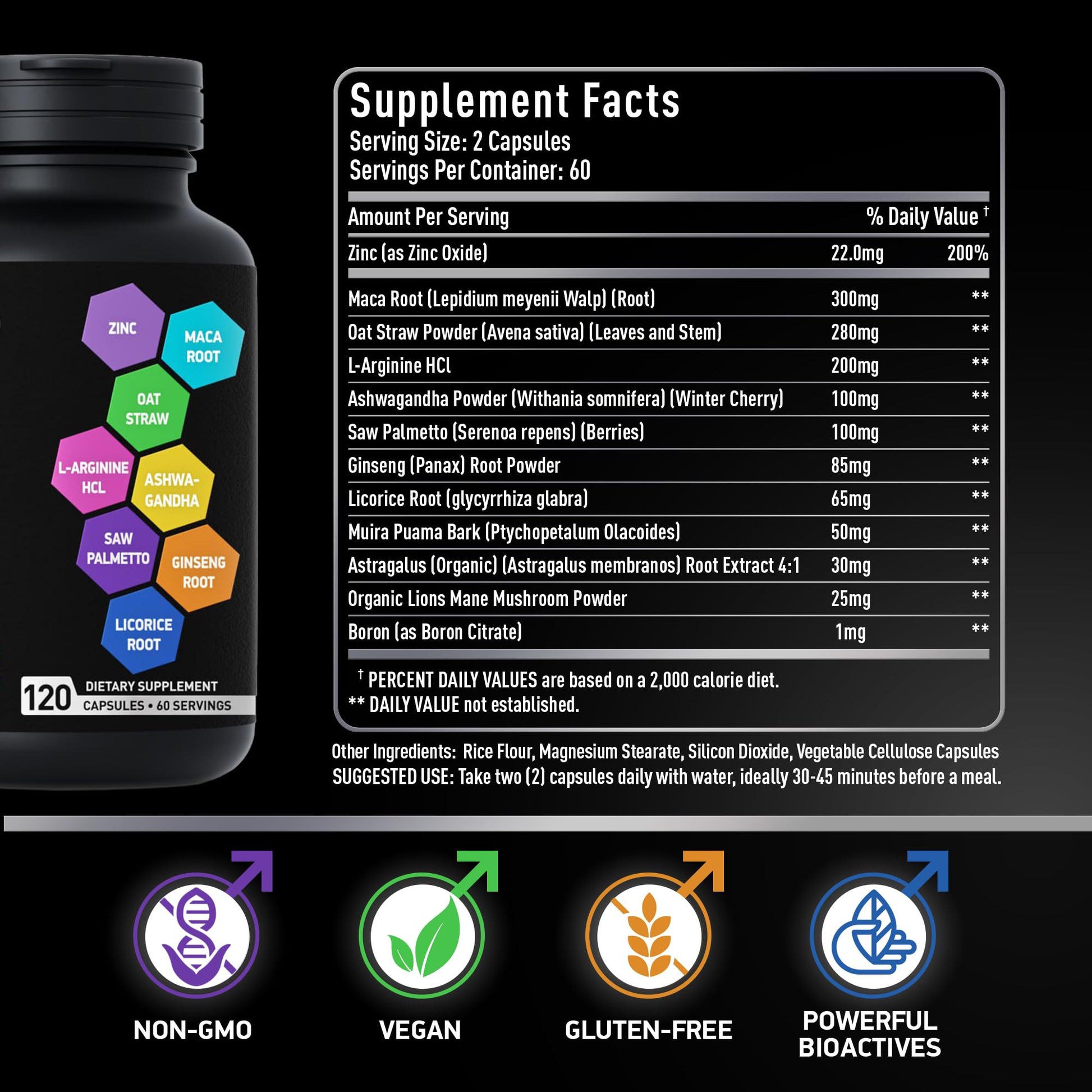 Fertility Supplements for Men - Zinc, Maca, Ashwagandha, L-Arginine - Male Vitality Conception for Him - Count and Motility Pregnancy Aid - Vitamins and Male Fertility Support Supplement - 120 Pills - dailyvitalstore