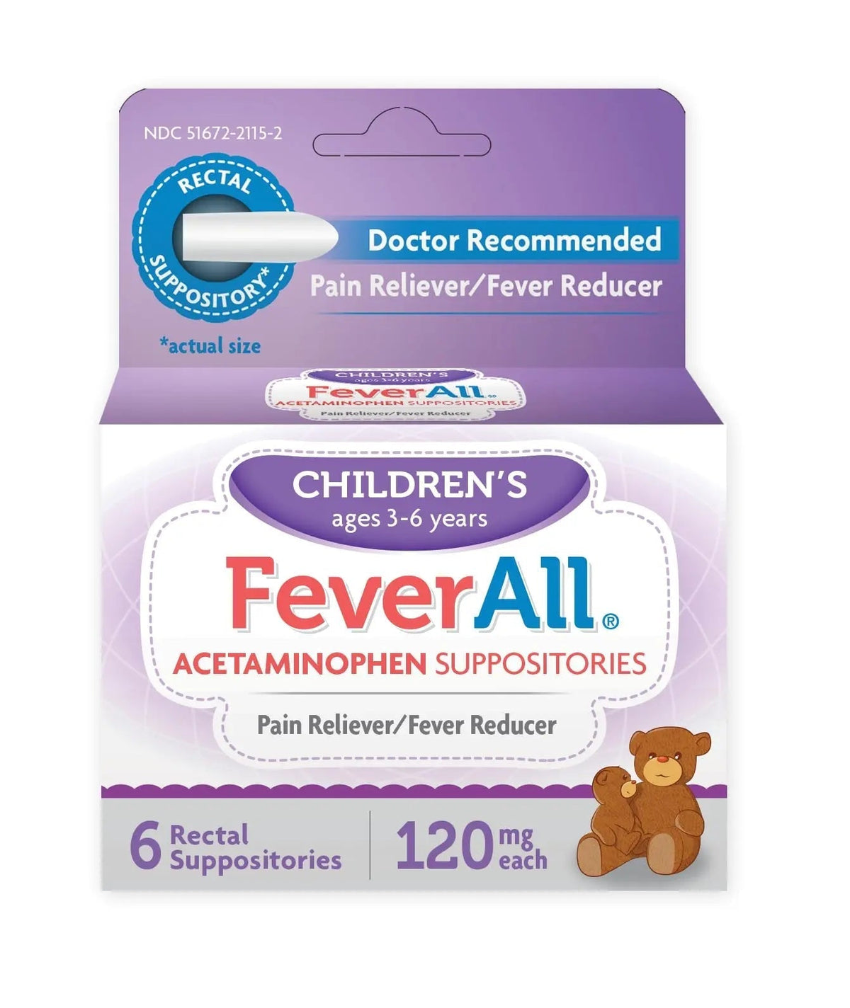 Feverall Infant Acetaminophen Suppositories 6 Rectal Suppositories 120 mg Each Pain Reliever/Fever Reducer. Paraben Free, No Artificial Colors or Other preservatives. Ages 3-6 Years - dailyvitalstore