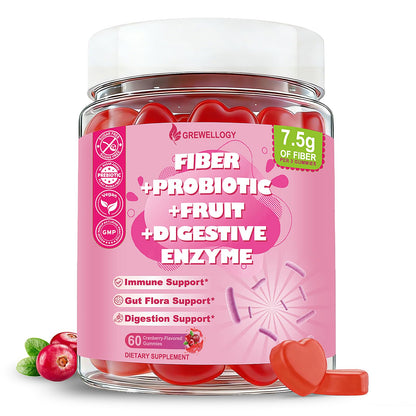 Fiber Gummies 7500mg, Probiotics & Digestive Enzymes, Sugar-Free, Vegan & Gluten-Free Supplement for Gut Health, Bloating Support & Regularity) - dailyvitalstore