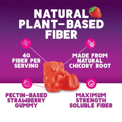 Fiber Gummies for Adults - Soluble Fiber 4g Per Serving - Plant-Based Prebiotic Fiber Supplement for Digestive Health, Gut Health, & Regularity Support - Vegan Gummy - dailyvitalstore