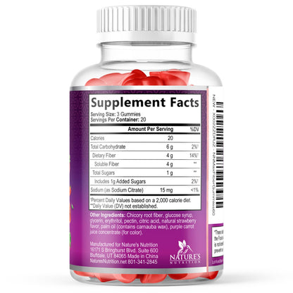 Fiber Gummies for Adults - Soluble Fiber 4g Per Serving - Plant-Based Prebiotic Fiber Supplement for Digestive Health, Gut Health, & Regularity Support - Vegan Gummy - dailyvitalstore