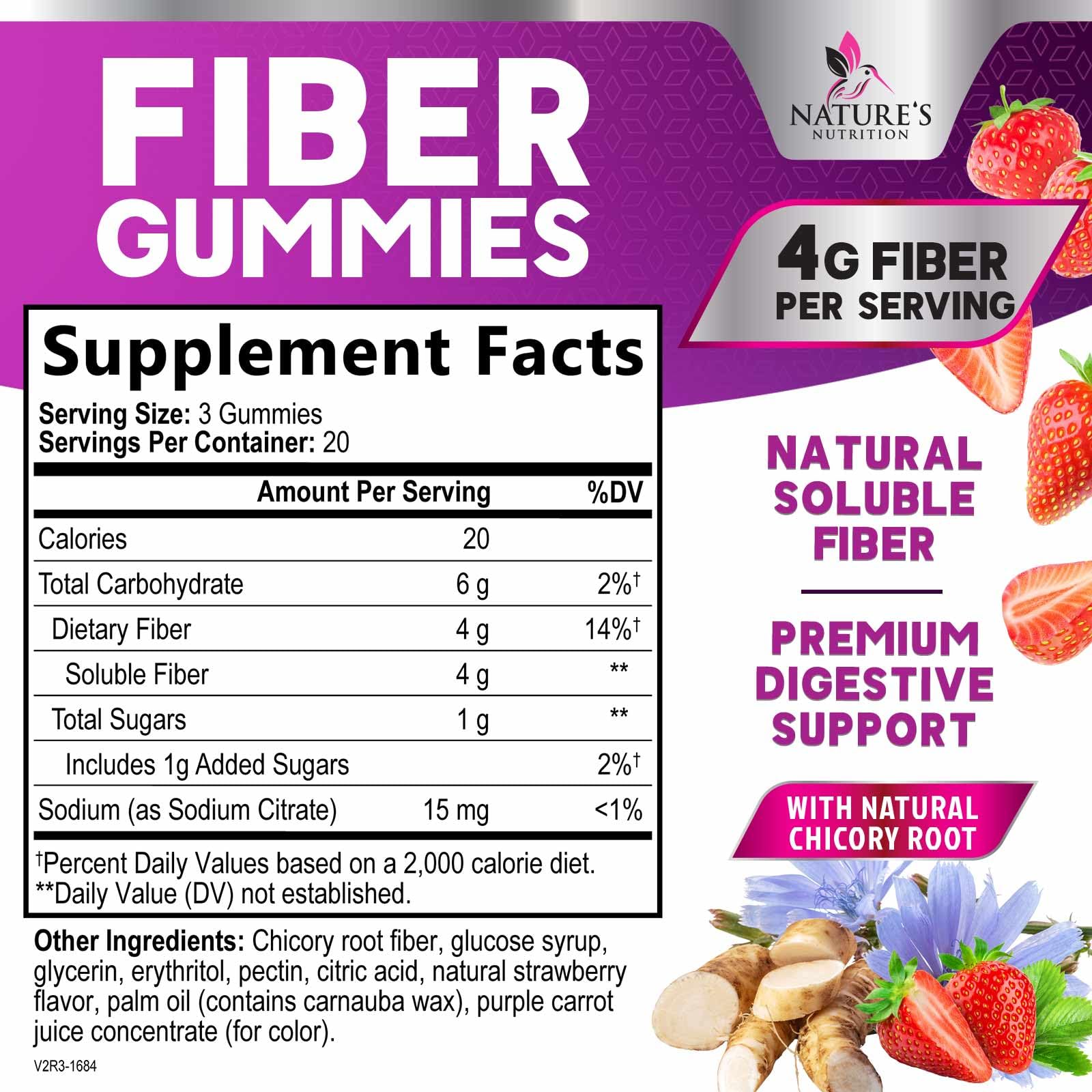 Fiber Gummies for Adults - Soluble Fiber 4g Per Serving - Plant-Based Prebiotic Fiber Supplement for Digestive Health, Gut Health, & Regularity Support - Vegan Gummy - dailyvitalstore