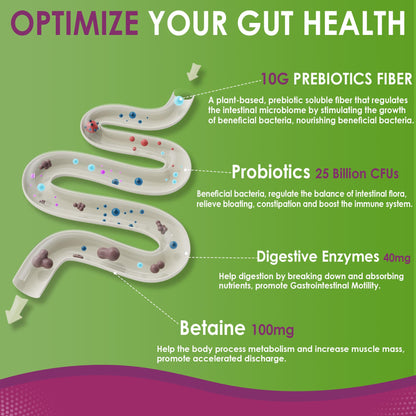 Fiber Gummies for Adults, Sugar Free 10g Prebiotic Fiber Supplement with Digestive Enzymes, Probiotics & 100mg Betaine for Digestive & Gut Health - dailyvitalstore