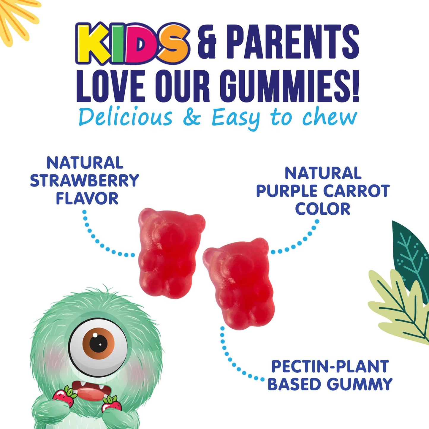 Fiber Gummies for Kids 4g Per Serving - Daily Fiber Gummy Supplement for Kids - Soluble Inulin Prebiotic Gummy for Digestive Health Support - Plant-Based Regularity - dailyvitalstore