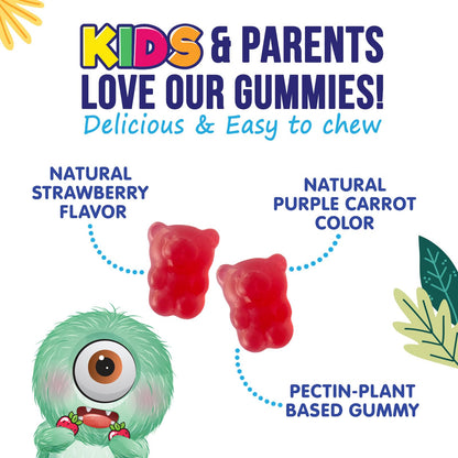 Fiber Gummies for Kids 4g Per Serving - Daily Fiber Gummy Supplement for Kids - Soluble Inulin Prebiotic Gummy for Digestive Health Support - Plant-Based Regularity - dailyvitalstore