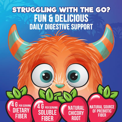 Fiber Gummies for Kids 4g Per Serving - Daily Fiber Gummy Supplement for Kids - Soluble Inulin Prebiotic Gummy for Digestive Health Support - Plant-Based Regularity - dailyvitalstore