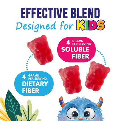 Fiber Gummies for Kids 4g Per Serving - Daily Fiber Gummy Supplement for Kids - Soluble Inulin Prebiotic Gummy for Digestive Health Support - Plant-Based Regularity - dailyvitalstore