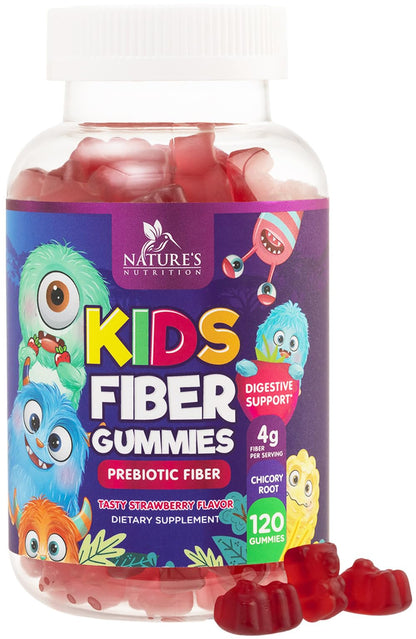 Fiber Gummies for Kids 4g Per Serving - Daily Fiber Gummy Supplement for Kids - Soluble Inulin Prebiotic Gummy for Digestive Health Support - Plant-Based Regularity - dailyvitalstore