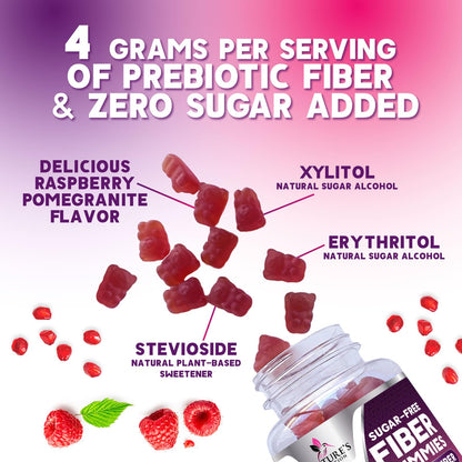 Fiber Gummies – Sugar Free Prebiotic Plant-Based Fiber 4g per Serving Supplement - Improved Soluble Formula Supports Digestive Health & Regularity - Non-GMO, - dailyvitalstore