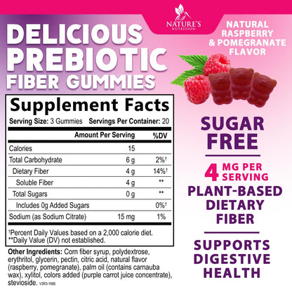 Fiber Gummies – Sugar Free Prebiotic Plant-Based Fiber 4g per Serving Supplement - Improved Soluble Formula Supports Digestive Health & Regularity - Non-GMO, - dailyvitalstore