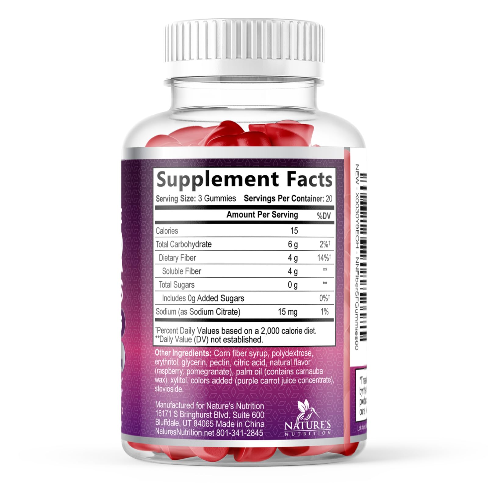 Fiber Gummies – Sugar Free Prebiotic Plant-Based Fiber 4g per Serving Supplement - Improved Soluble Formula Supports Digestive Health & Regularity - Non-GMO, - dailyvitalstore