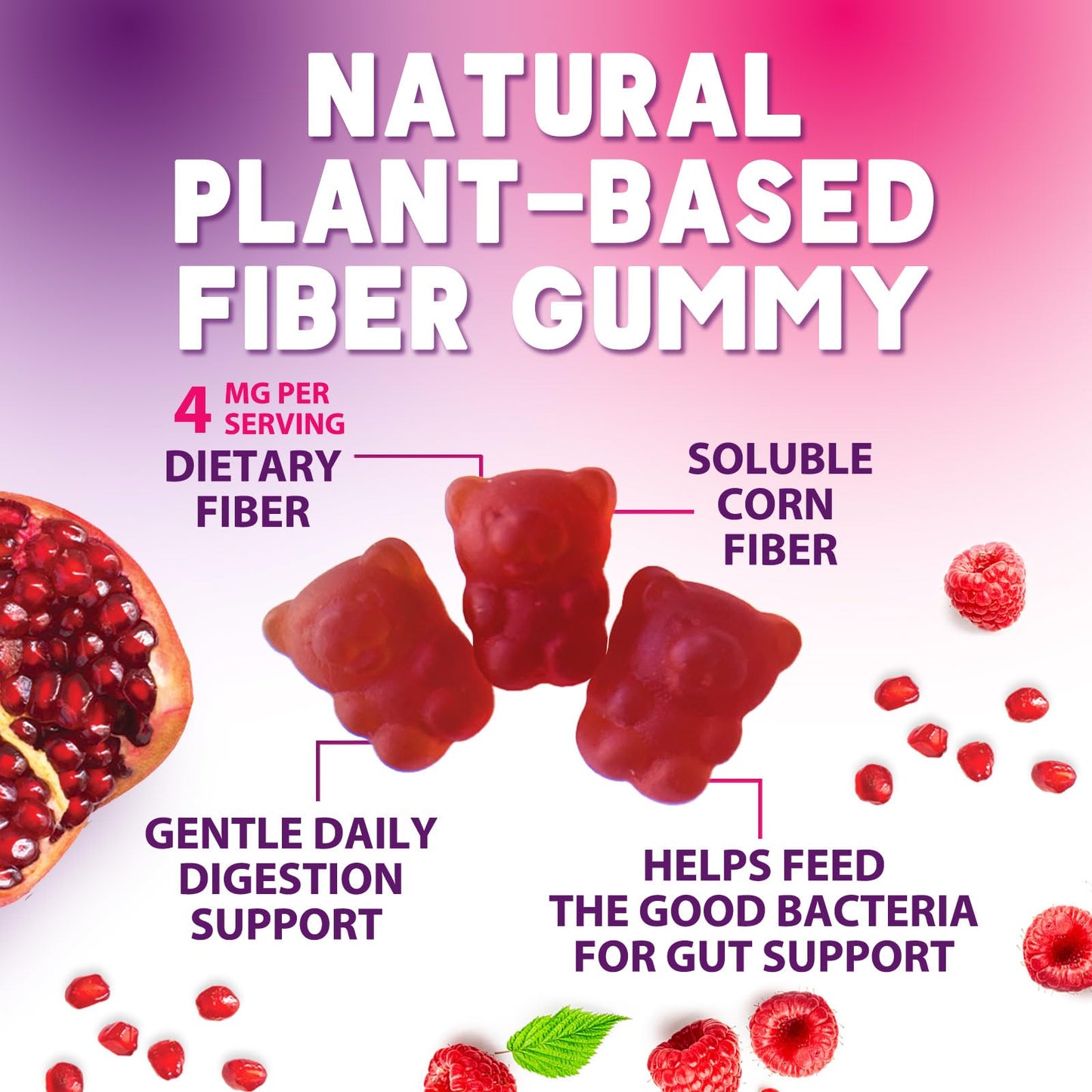 Fiber Gummies – Sugar Free Prebiotic Plant-Based Fiber 4g per Serving Supplement - Improved Soluble Formula Supports Digestive Health & Regularity - Non-GMO, - dailyvitalstore