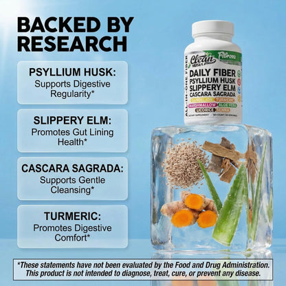 Fiber Supplement Capsules Slippery Elm Psyllium Husk Cascara Sagrada Dandelion Root Turmeric Supplement Aloe Vera Licorice Senna Marshmallow Root Digestive Health Cleanse 90 Pills by Clean Nutra - dailyvitalstore