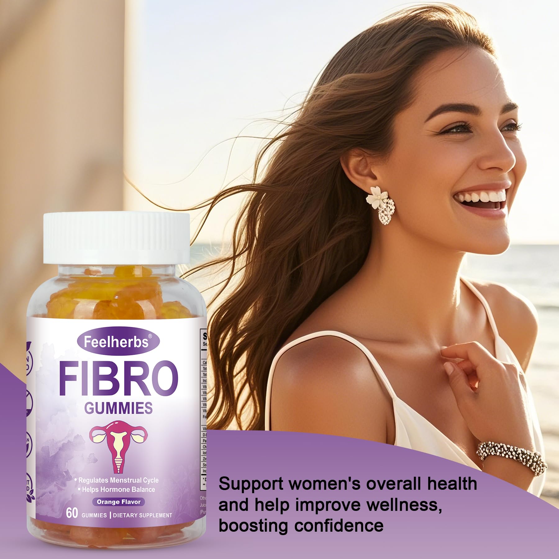 Fibro Gummies for Women Ovarian, Multivitamin Gummies for Hormone Balance, Ovarian Support Inositol Gummy with Vitamin A, E, and Minerals, 60 Count - dailyvitalstore