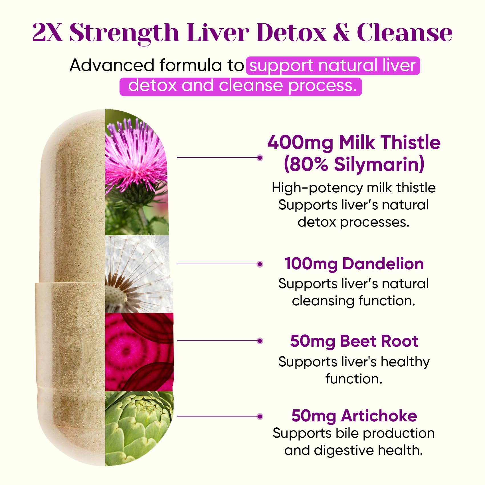 Fidus Milk Thistle Liver Liver Cleanse Detox & Detox Capsules - 400mg Silymarin with TUDCA, NAC, Turmeric & Dandelion Root for Liver Support - 60 Capsules - dailyvitalstore