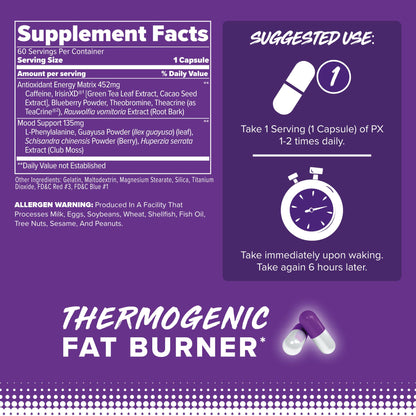 FINAFLEX PX PRO Xanthine - 60 Capsules - Thermogenic - Promotes Energy, Focus & Appetite Suppression - dailyvitalstore