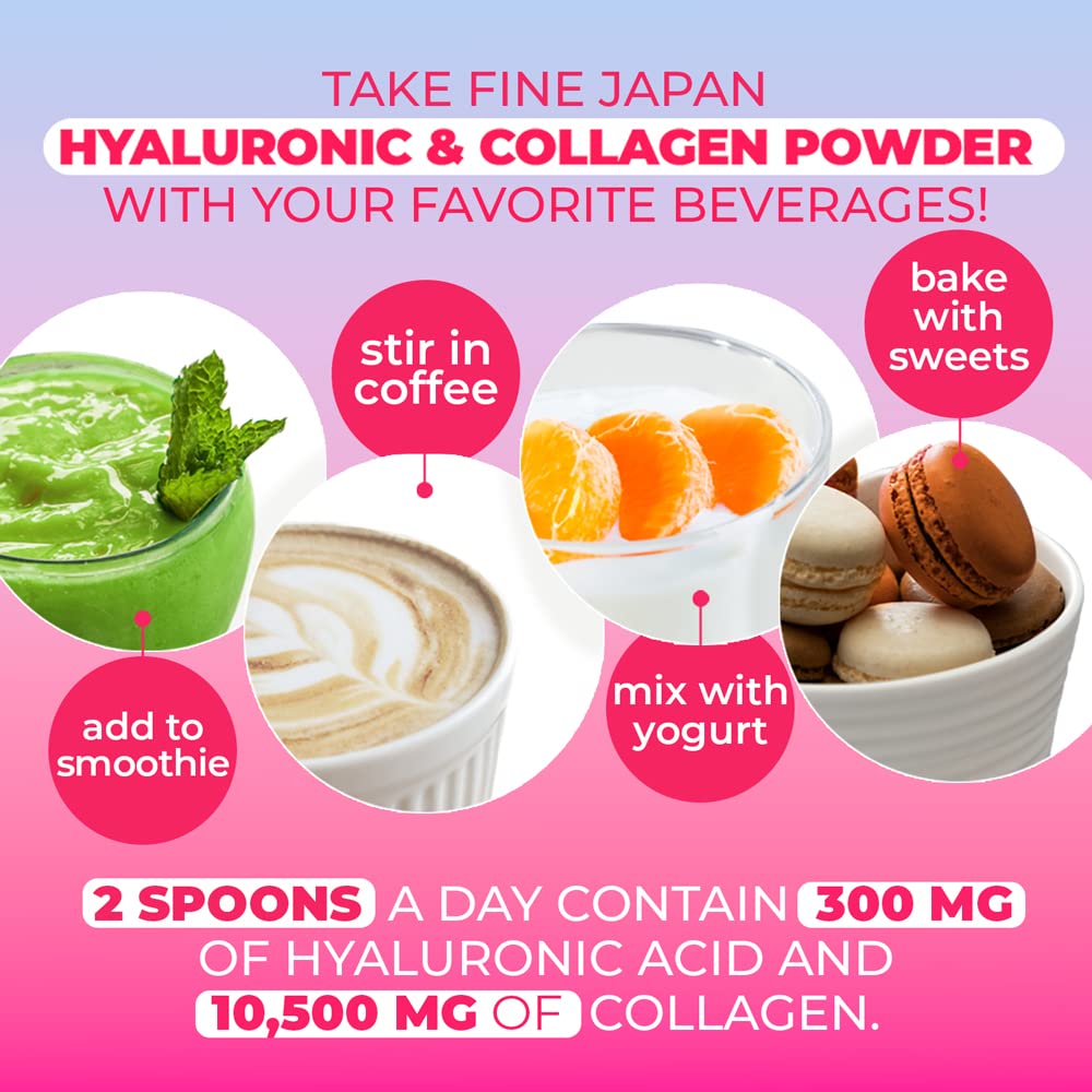 FINE JAPAN Premium Marine Collagen Powder with Hyaluronic Acid, CoQ10 & Elastin - Non-GMO - 30 Servings (210g / 7.4oz) Made in Japan - dailyvitalstore