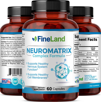 FineLand NEUROMATRIX Complex Formula, Advanced Cognitive and Nerve Support Supplement, High Potency Vitamin B12, Alpha Lipoic Acid and Acetyl-L-Carnitine, 60 Capsules - dailyvitalstore