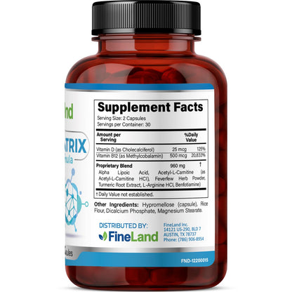 FineLand NEUROMATRIX Complex Formula, Advanced Cognitive and Nerve Support Supplement, High Potency Vitamin B12, Alpha Lipoic Acid and Acetyl-L-Carnitine, 60 Capsules - dailyvitalstore