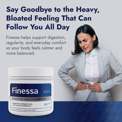 Finessa Digestive Probiotic Drink - 2in1 Digestive Health, Liver Cleanse Detox & Repair | Constipation, Gas and Bloating Relief | Gut Health Blend with Prebiotics & Probiotics - dailyvitalstore