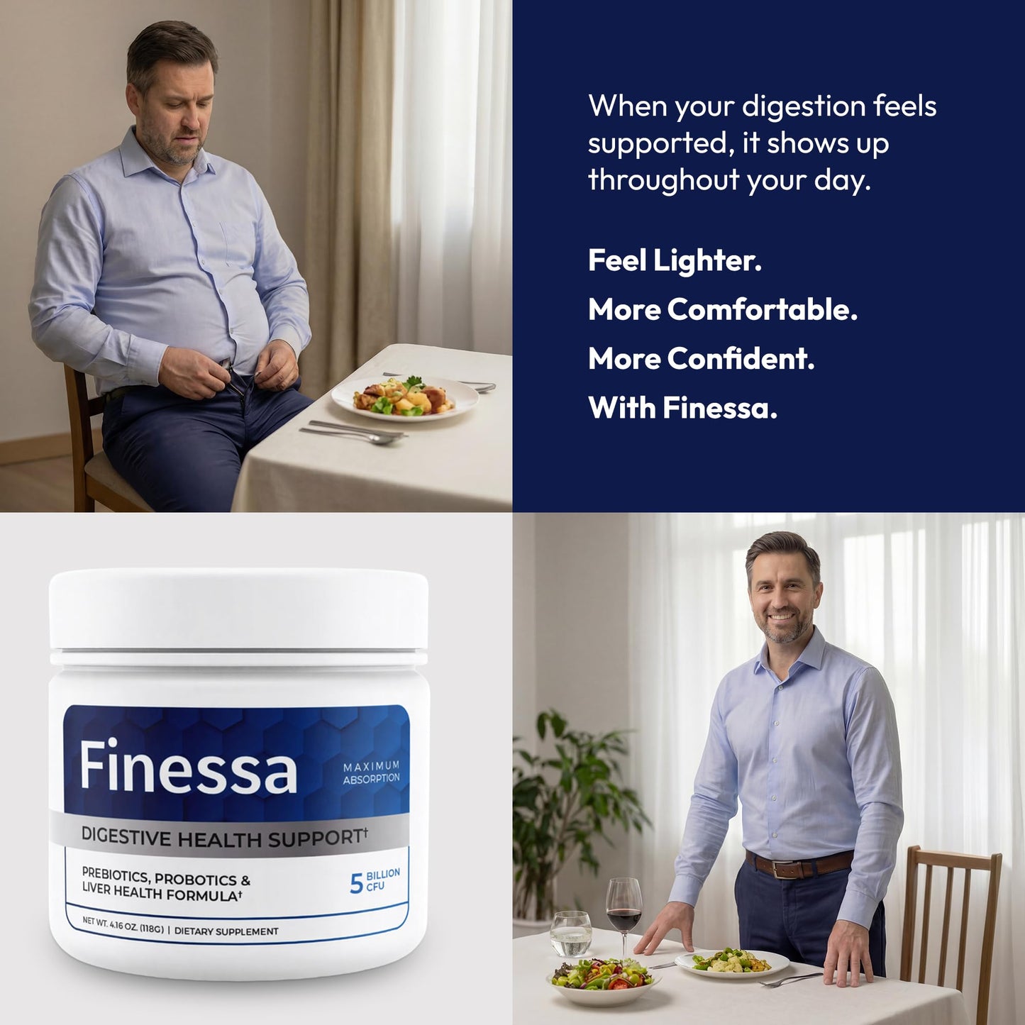 Finessa Digestive Probiotic Drink - 2in1 Digestive Health, Liver Cleanse Detox & Repair | Constipation, Gas and Bloating Relief | Gut Health Blend with Prebiotics & Probiotics - dailyvitalstore