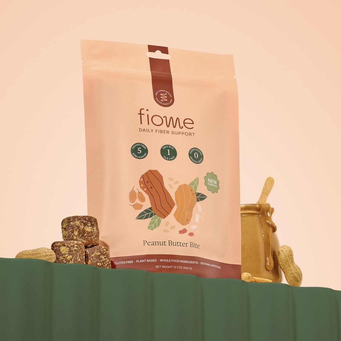 Fiome Fiber Bites - 5g Daily Fiber Supplement - Supports Regularity, Digestion and Gut Health - All Natural Ingredients, 30 Servings, Peanut Butter Flavor - dailyvitalstore
