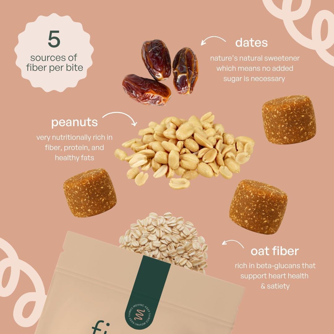 Fiome Fiber Bites - 5g Daily Fiber Supplement - Supports Regularity, Digestion and Gut Health - All Natural Ingredients, 30 Servings, Peanut Butter Flavor - dailyvitalstore
