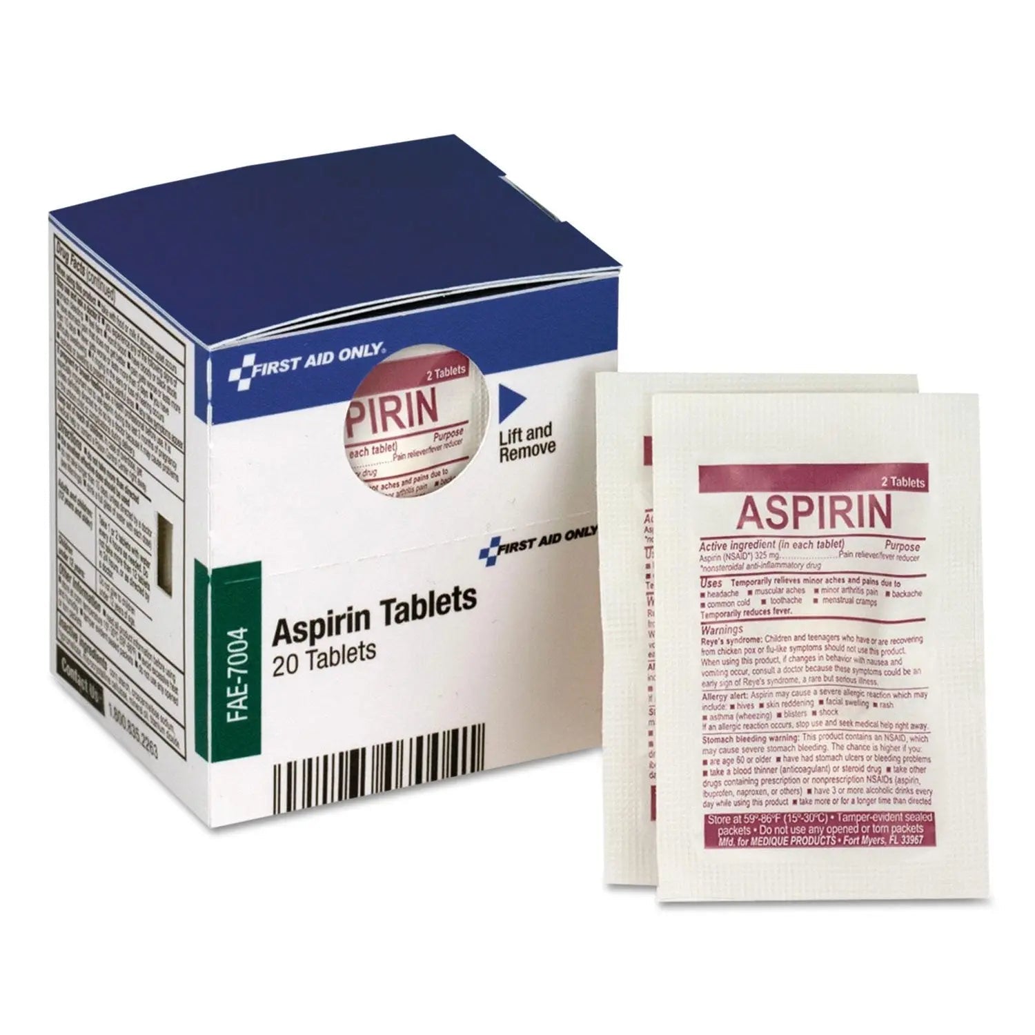 First Aid Only SmartCompliance Aspirin Refill, 2/Packet, 10 Packets/Box - dailyvitalstore