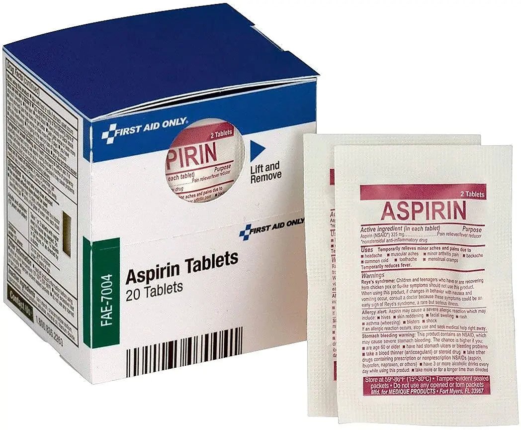First Aid Only SmartCompliance Aspirin Refill, 2/Packet, 10 Packets/Box - dailyvitalstore