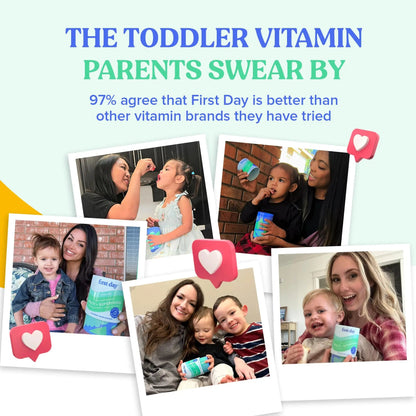 FIRST DAY Toddler Multivitamin Gummies (Ages 2-3)| Kids Multivitamin Gummies with Vitamins A C D3, B2, B12, Choline, Folate and 21 Organic Superfoods| (30 Day Supply) - dailyvitalstore
