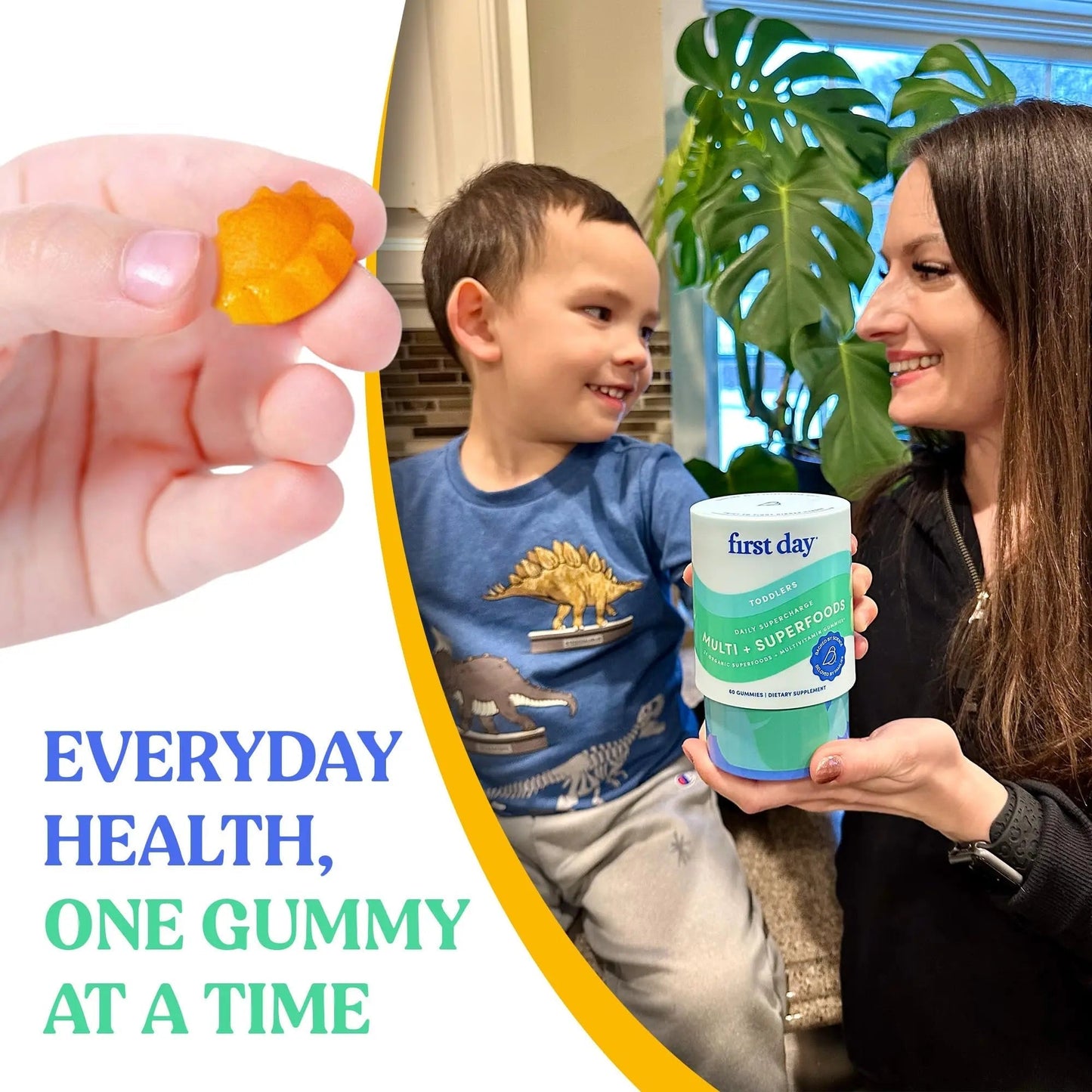 FIRST DAY Toddler Multivitamin Gummies (Ages 2-3)| Kids Multivitamin Gummies with Vitamins A C D3, B2, B12, Choline, Folate and 21 Organic Superfoods| (30 Day Supply) - dailyvitalstore